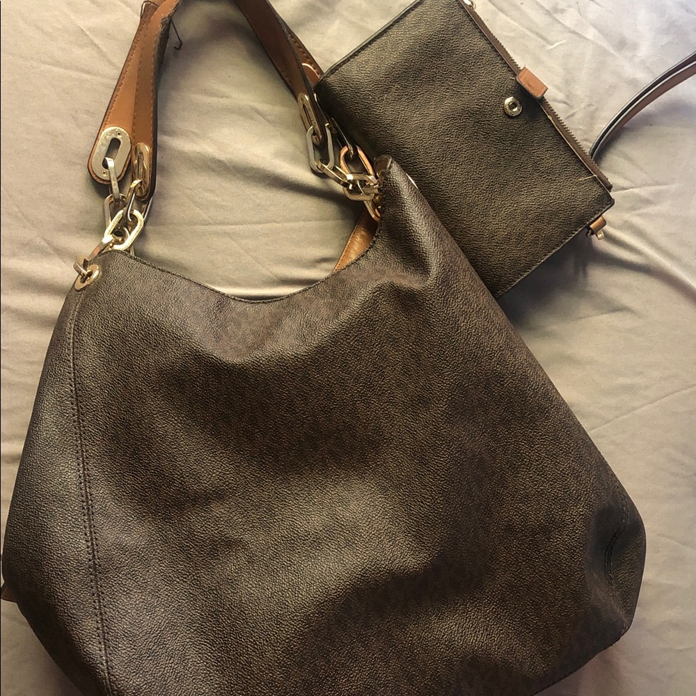 Michael Kors Brown Hobo Bag and Wallet Set